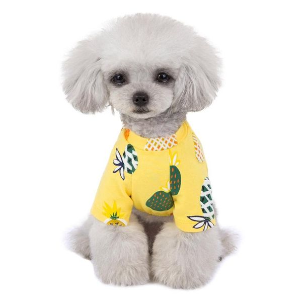 

dog apparel pet clothes summer pineapple puppy cat dresses short sleeves vest soft cotton cats animals t-shirt