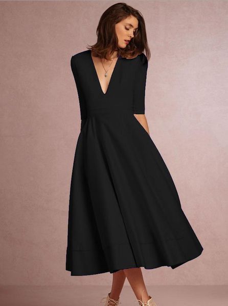 

casual dresses 2021 women's dress deep v long sleeve drape women evenind party, Black;gray