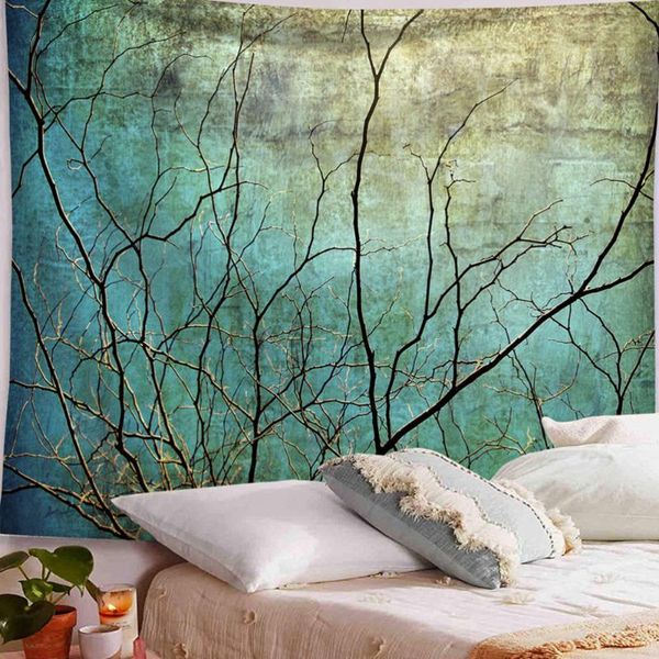

tapestries 1pc multifunctional beach towel hanging tapestry bath plant forest series printing wall background for home office (yellow