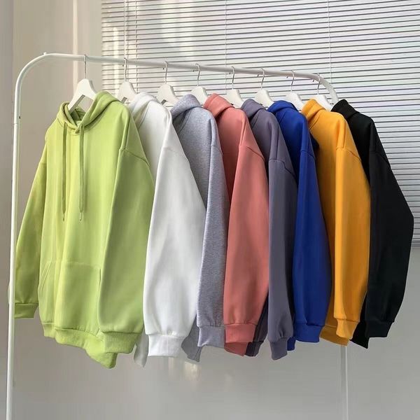 

kpop plus size hoodies oversized 2021 fashion solid color casual hooded sweatshirt streetwear hip-hop pullover hoodie, Black