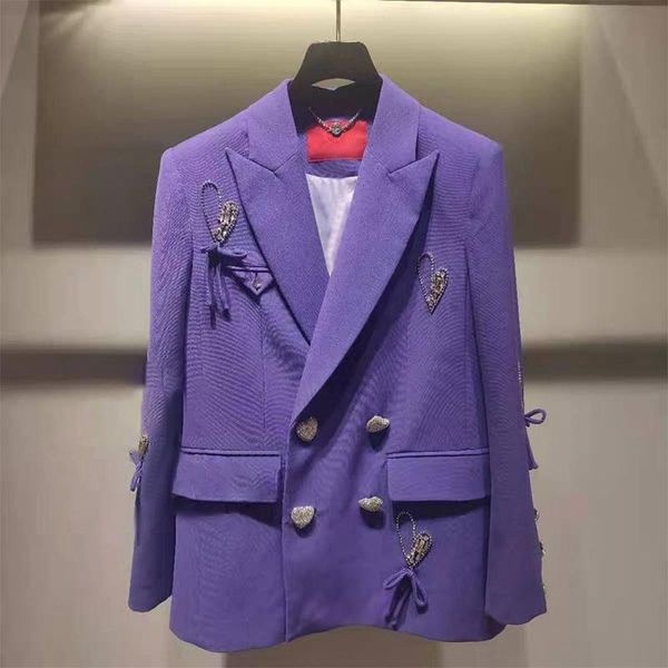 

women's suits & blazers [ewq] korea chic simple trend women lapel double-breasted love nail diamond fashion loose long-sleeved blazer a, White;black