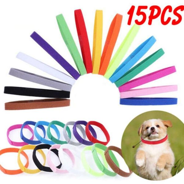 

cat collars & leads 15pcs colorful dog velvet reusable whelp kitten pet supplies identification id puppy collar