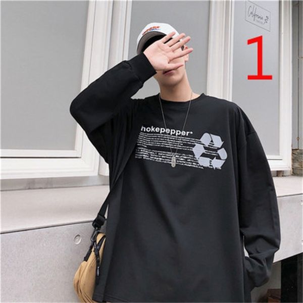 

2021 autumn new men's long-sleeved t-shirt shirt thin section x9qy, White;black