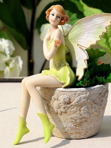 

garden decorations flower fairy wing family miniature resin mini statue figure micro landscape pendant yard decoration