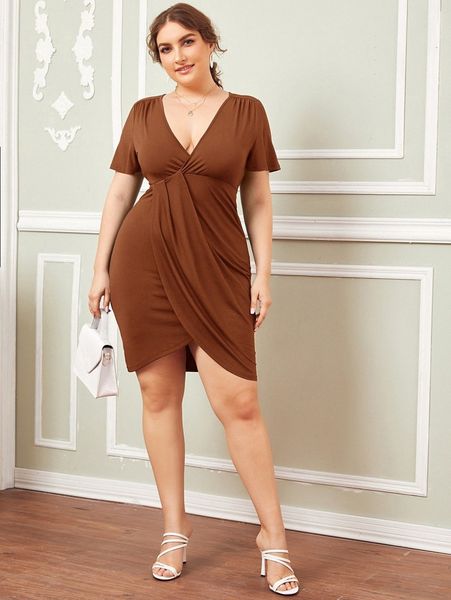 

plus draped form fitted dress v7qa#, Black