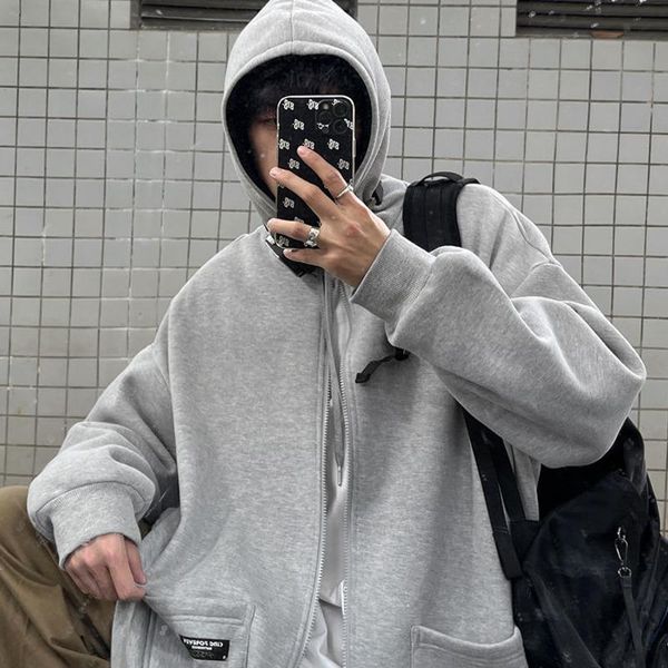 

men's hoodies & sweatshirts 2021 spring cotton cardigan fashion casual hooded sweatshirt men streetwear korean loose zipper hoodie mens, Black