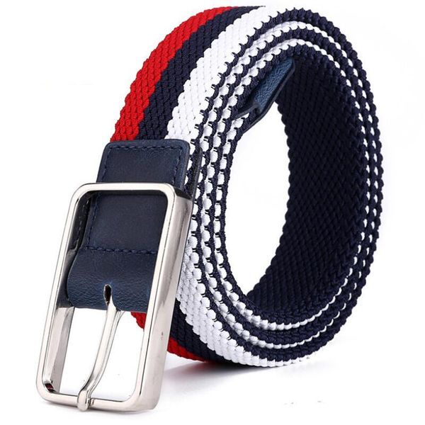 

belts men women's canvas belt luxury desig nanti-allergy metal pin buckle woven stretch waistband trousers jeans, Black;brown