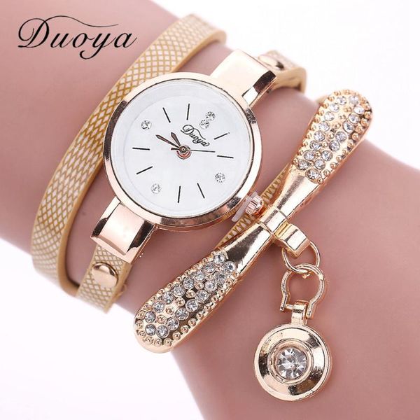 

wristwatches duoya brand bracelet watches for women luxury gold crystal fashion quartz wristwatch clock ladies vintage watch drop, Slivery;brown