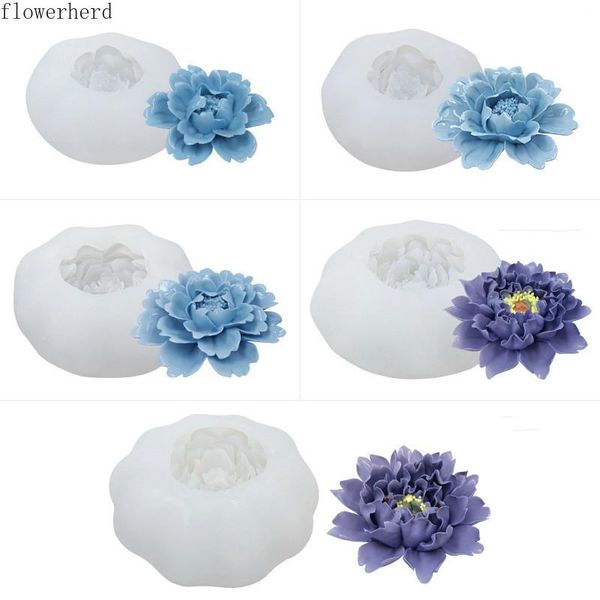 

craft tools simulation peony flower mold crystal epoxy mould home decoration aroma gypsum handmade soap silicone cake decorating