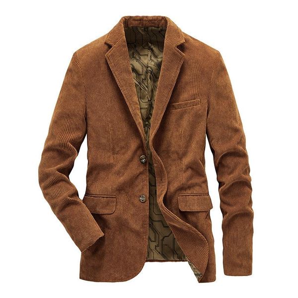 

men's jackets casual men blazers slim fit autumn jacket corduroy blazer suits plus size 4xl orange yellow navy gift for male, Black;brown