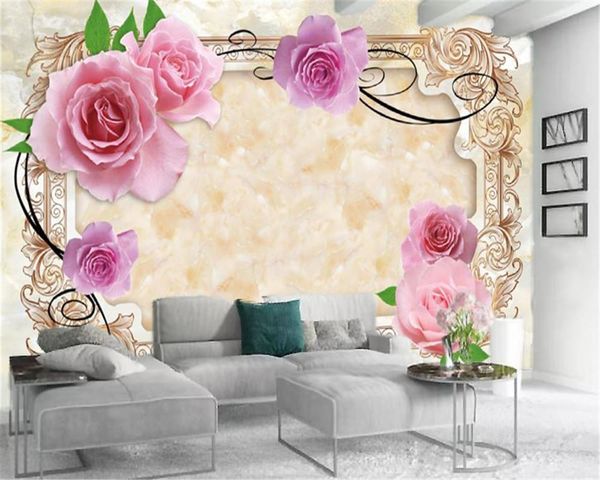 

wallpapers 3d modern wallpaper marbled pink delicate roses romantic protection premium atmospheric interior decoration