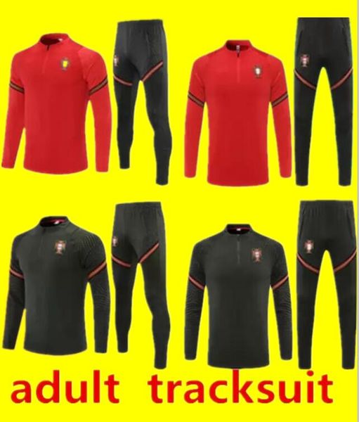 

21/22 portu gal tracksuits mens soccer training 2021 2022 men and kids football suit jogging tracksuit boys chandal futbol survetement foot, Black