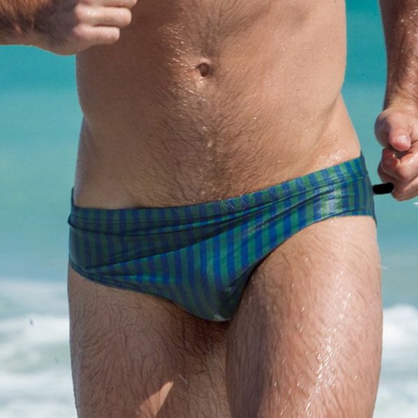 

new 2021 men swimsuit striped firm swimwear drawstring swimming suit beachwear elastic quick dry breathable swim briefs man zbms, White;black