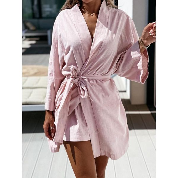 

casual dresses fashion loose shirt dress women solid color long sleeve lace up deep v neck mini summer fall party beach ladies vestidos, Black;gray
