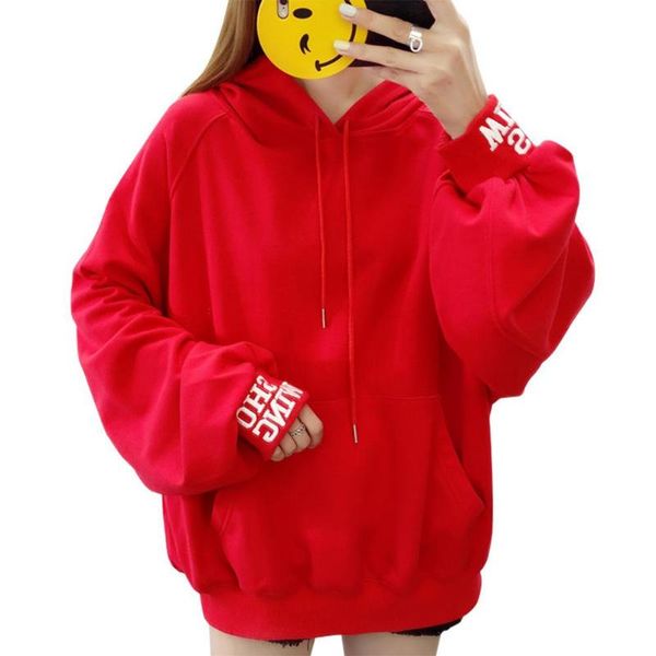 

women's hoodies & sweatshirts missky 2021 autumn winter sweatshirt for women thin loose letter printing long sleeve hooded female, Black