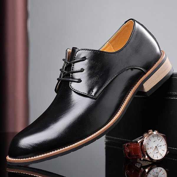 

dress shoes brand quality microfiber leather men oxfords formal blue flats wedding plus size 38-48, Black