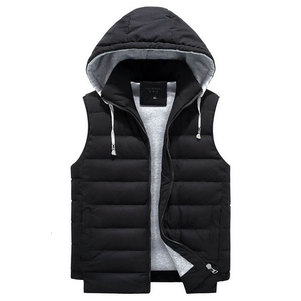 

2021 new men 5xl 6xl 8xl plus size winter warm fashion casual body warmer vest coat waistcoat hooded zipper sleeveless jacket male e5dk, Black;white