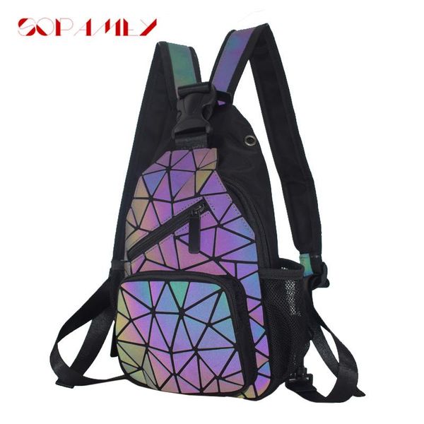 

backpack fashion women backpacks men geometric luminous with headphone hole school travel man shoulder chest bags