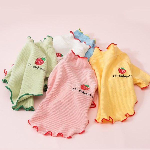 

dog apparel summer and autumn sweatshirt for small breeds dogs designer clothes cute strawberry embroidery pet costume accessories