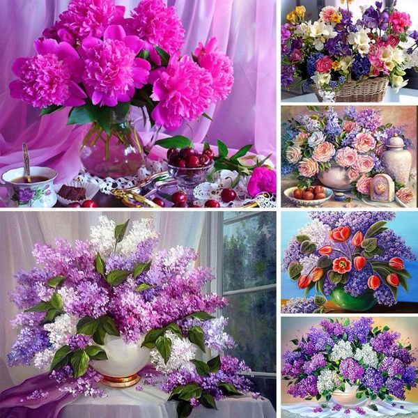 

diamond painting 5d full square flowers picture of rhinestones embroidery lilac mosaic art home decoration gift