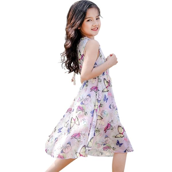 

dress girl butterfly pattern party summer child casual style s costumes kids 6 8 10 12 14 210528, Red;yellow