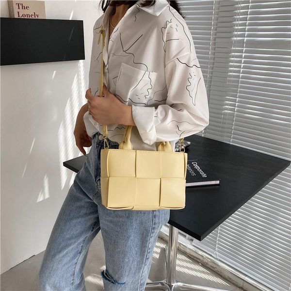 

evening bags women's woven shoulder personality fashion leather handbags designer messenger bag square lady dinner pack satchels