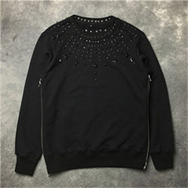 

men's hoodies & sweatshirts hoodie, rivet, star veet and cotton, thick polar lining, , 2021, Black