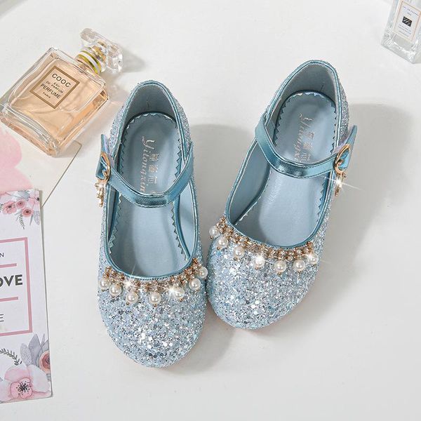 

cute princess school shoes square heel glitter kids girls shoes for party and wedding 1.6#10/10d50, Black;red