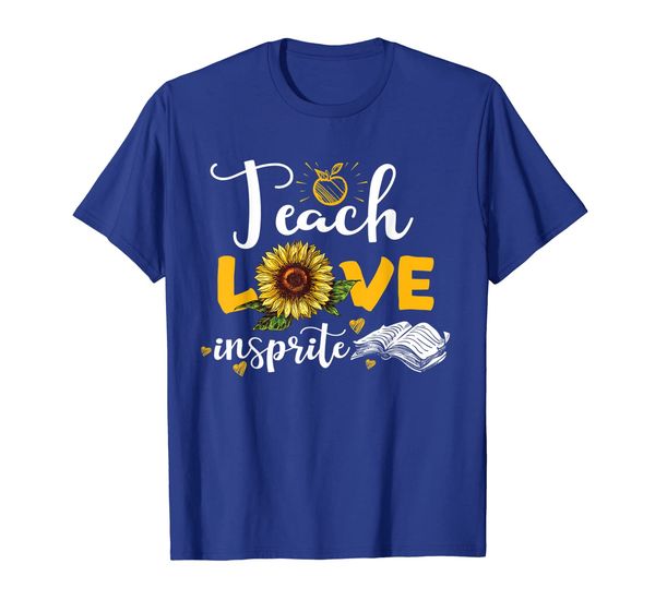 

teach love inspire tee sunflower teacher back to school gift, White;black