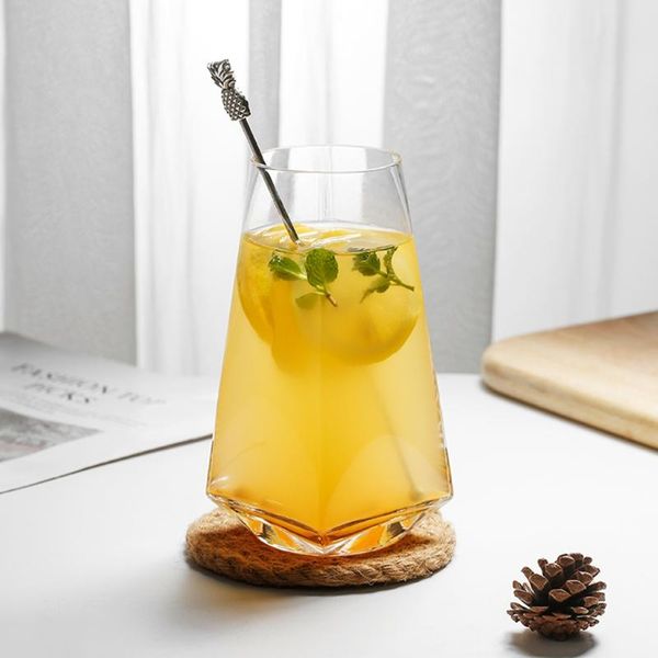 

wine glasses 501-600ml clear geometric beer glass prismatic cup glassware tumbler for juice cocktail whiskey bourbon