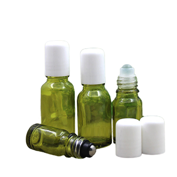 

storage bottles & jars 5ml 10ml 30ml 50ml100ml empty olive green glass white cap steel roller bead cosmetic packaging essential oil vials