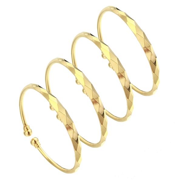 

gold glossy rhombus cuff bangle for women dubai bride wedding ethiopian bracelet charm africa jewelry, White