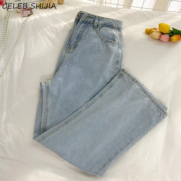 

women's jeans shijia baggy wide leg woman high waist vintage blue loose y2k denim pants female spring summer street trousers mom