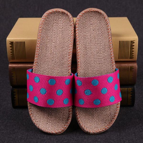 

slippers summer linen couples bedroom indoor shoes anti-skid, Black