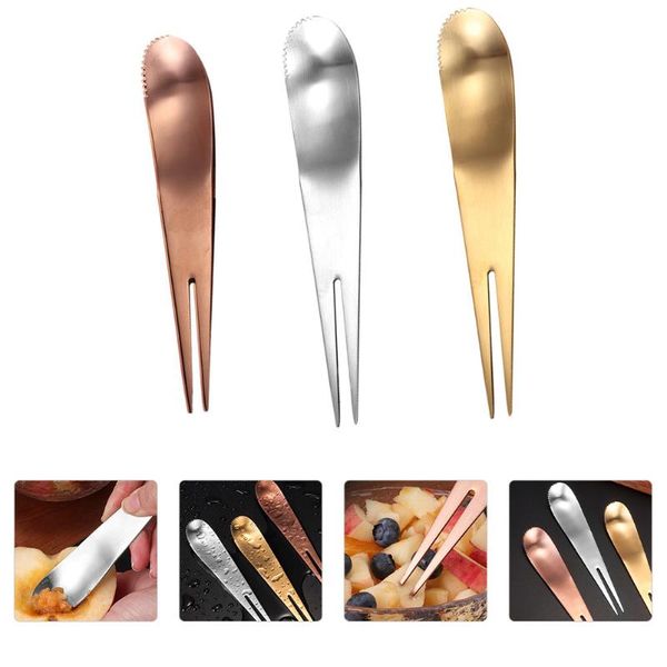 

forks 3pcs household multi-functional stainless steel for fruit snack puree