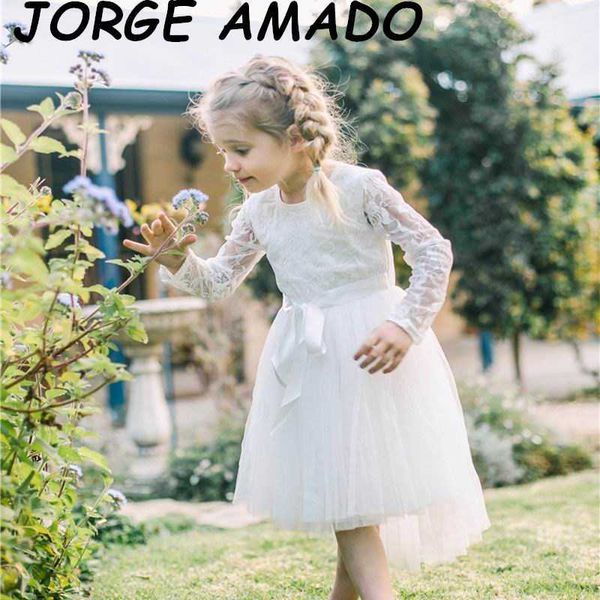 

girl party dress lace tulle long sleeve fashion ball gown for wedding princess children clothes ad002 210610, Red;yellow