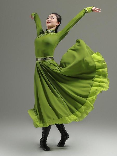 

ethnic clothing mongolian dance costume female minority stage practice, Red