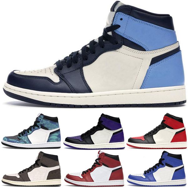 

classic original jumpman 1s basketball shoes 1 men's turbo green hyper royal unc dark mocha obsidian tie dye court purple bred toe cact