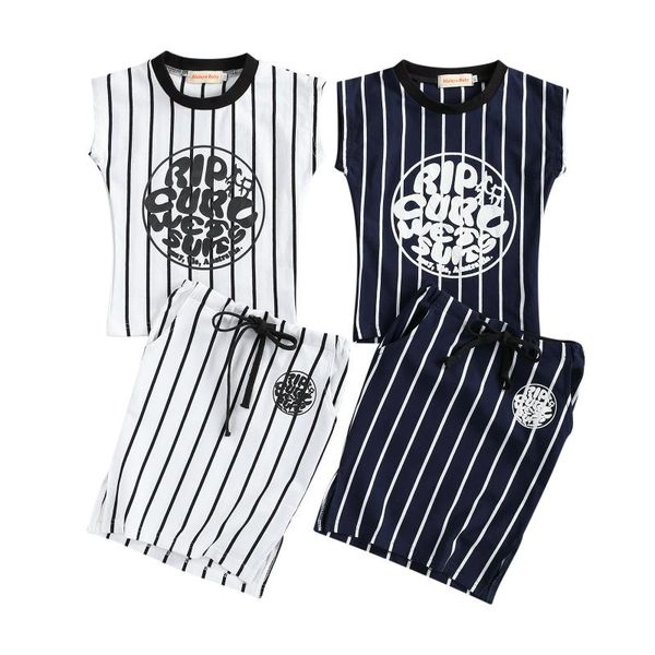 

kids baby girls fashion 2-piece outfit set letter print striped +skirt set for children girls 2-7t, White