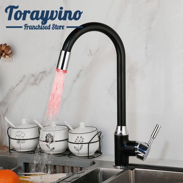 

bathroom sink faucets torayvino basin faucet led 360 swivel mixer oil rubbed waterfall brass vessel taps