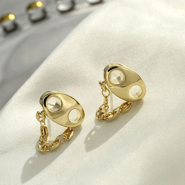 

special offer 70% off luxury jewelry temperament simple gift s925 silver needle super fairy jewelry show face thin chain metal earrings, Golden;silver