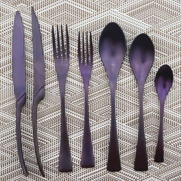 

dinnerware sets purple 1pcs metal flatware 304 stainless steel restaurant familie kitchen tableware set dishwasher safe