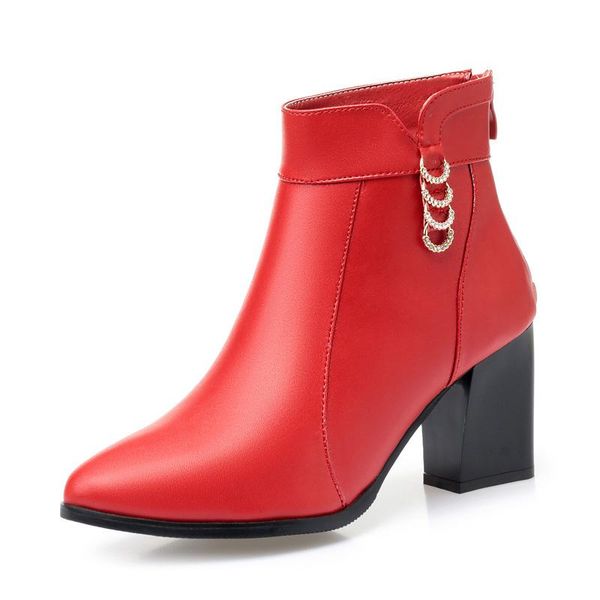 

boots fashion pointed autumn winter women banquet wedding shoes inside cloth / plush wool snow high heel plus size, Black