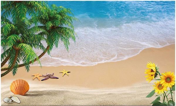 

wallpapers custom po mural 3d wallpaper sea coconut sunflower shell scenery home decor wall murals for living room