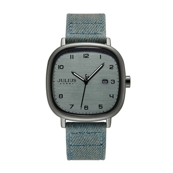

watches 4 colors real auto date men's watch japan quartz man hours fine fashion leather bracelet boy's gift julius box, Slivery;brown