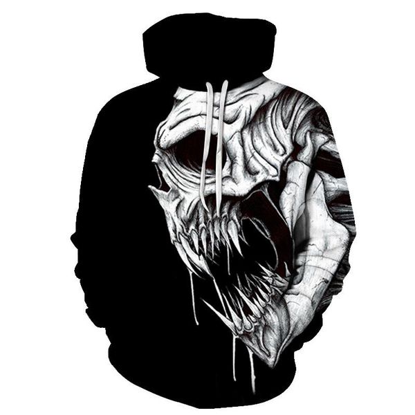 

men's hoodies & sweatshirts sweater spring and autumn 2021 digital printing 3d skull trend fashion all-match hooded, Black