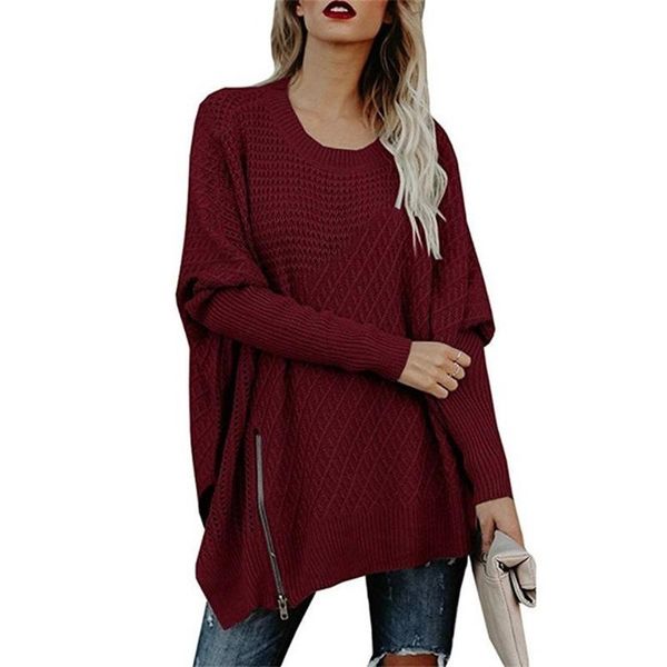 

women's sweaters sweater 2021 autumn and winter knitted irregular zipper decoration loose casual pullover, White;black