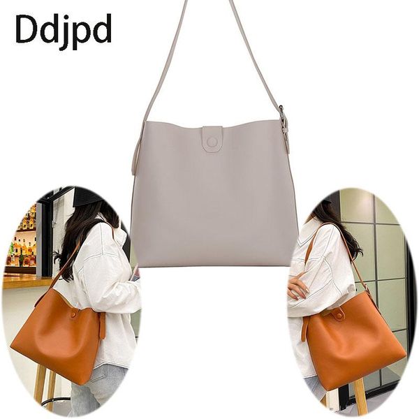 

evening bags pure color casual shoulder bag ladies pu soft leather bucket simple designer handbag fashion travel