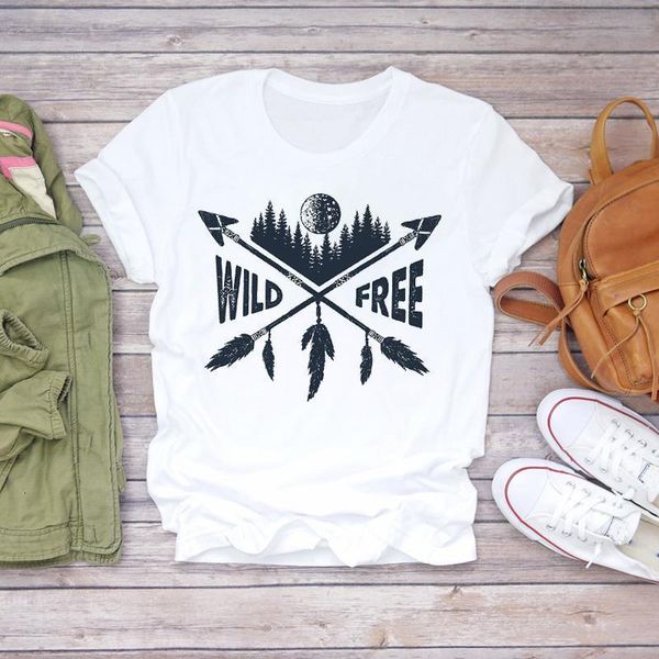 

women short sleeve adventure road trip print clothes lady t-shirts womens t shirt ladies graphic female tee t-shirt, White