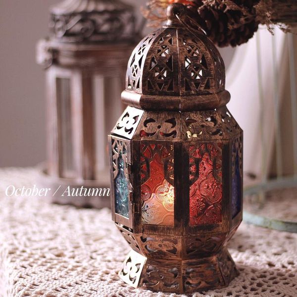 

candle holders retro metal creative table centerpieces colourful holder moroccan lamp mum tutucu outdoor decor
